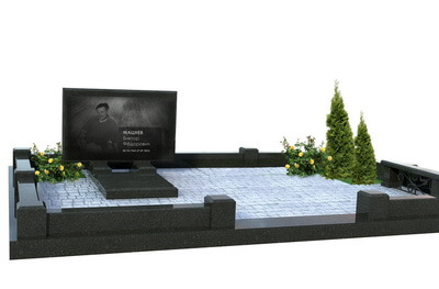 Макет широкого места захоронения с памятником на одного покойного