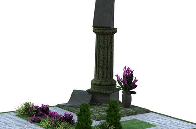 Угловой памятник в виде круглой колонны с навершием под фотокерамику покойного