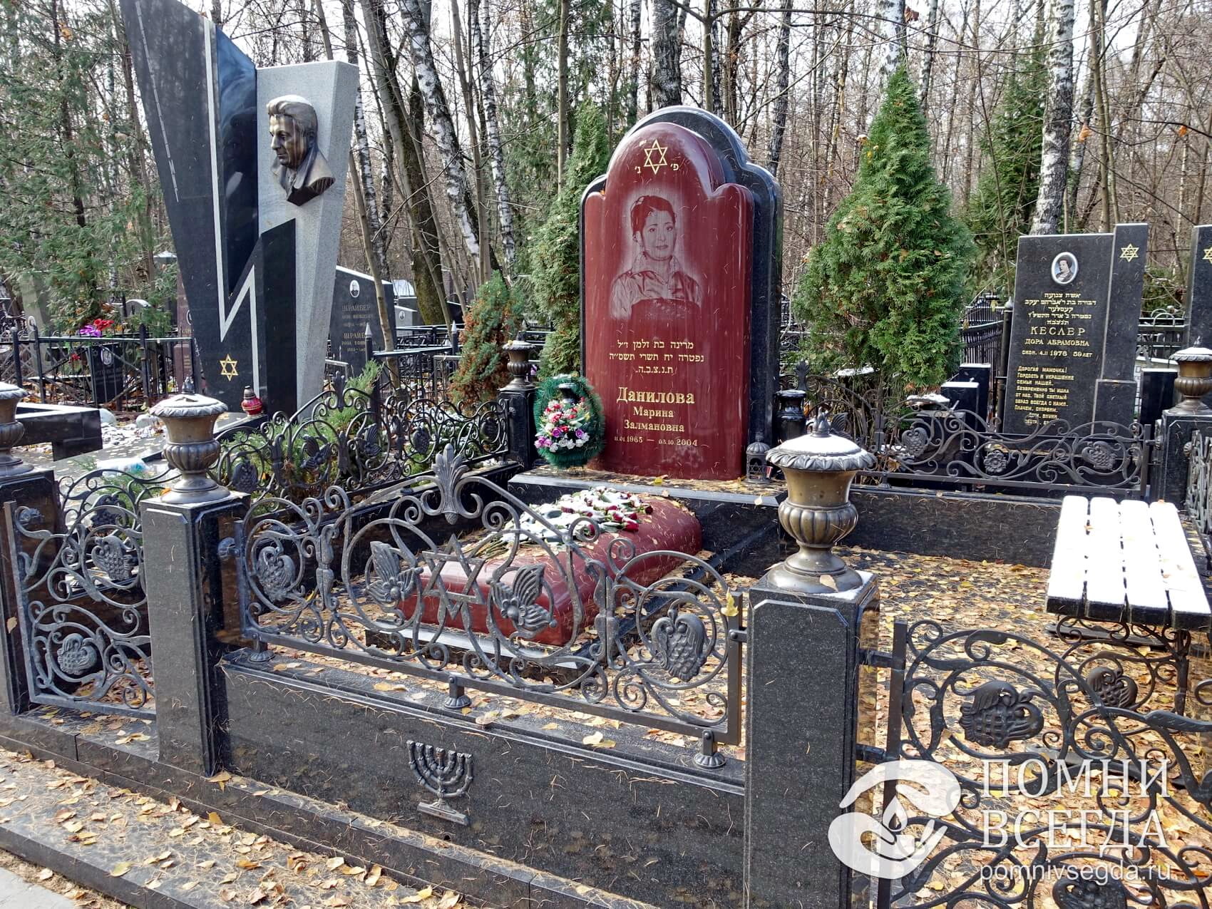 Широкое место захоронения на одного покойного со сложным комбинированным ограждением